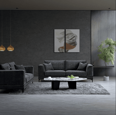 Aluxo Lenox Mid-Century Velvet Sofa in Steel - Timeless Design & Luxurious Comfort - UK Luxury Furniture